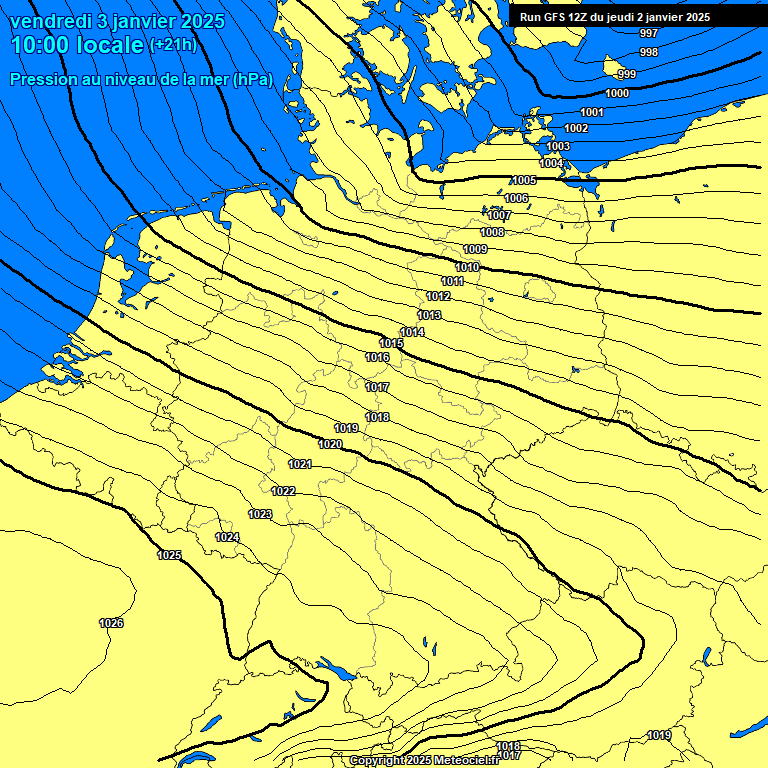 Modele GFS - Carte prvisions 