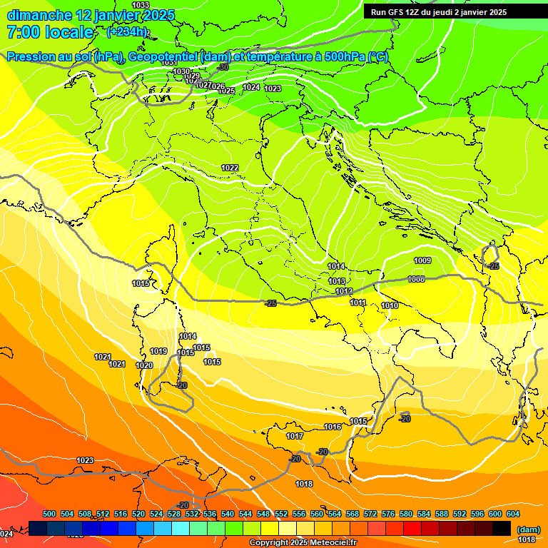 Modele GFS - Carte prvisions 