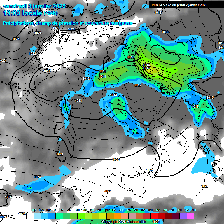 Modele GFS - Carte prvisions 