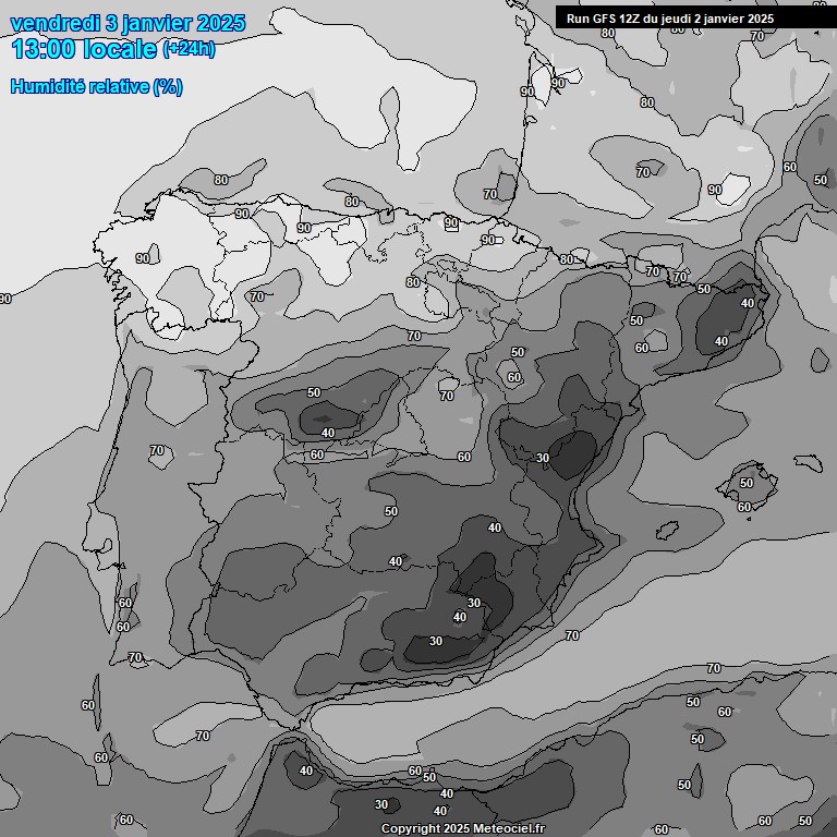 Modele GFS - Carte prvisions 