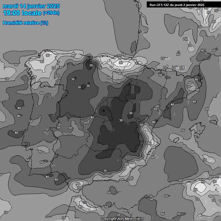 Modele GFS - Carte prvisions 