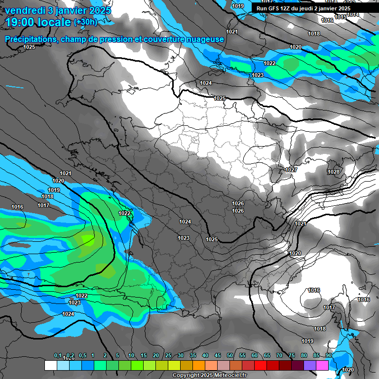 Modele GFS - Carte prvisions 