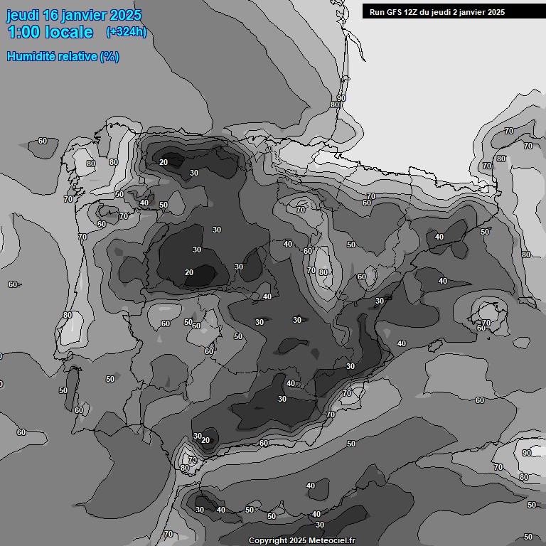 Modele GFS - Carte prvisions 