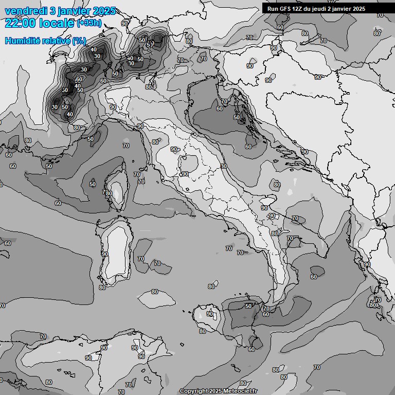 Modele GFS - Carte prvisions 