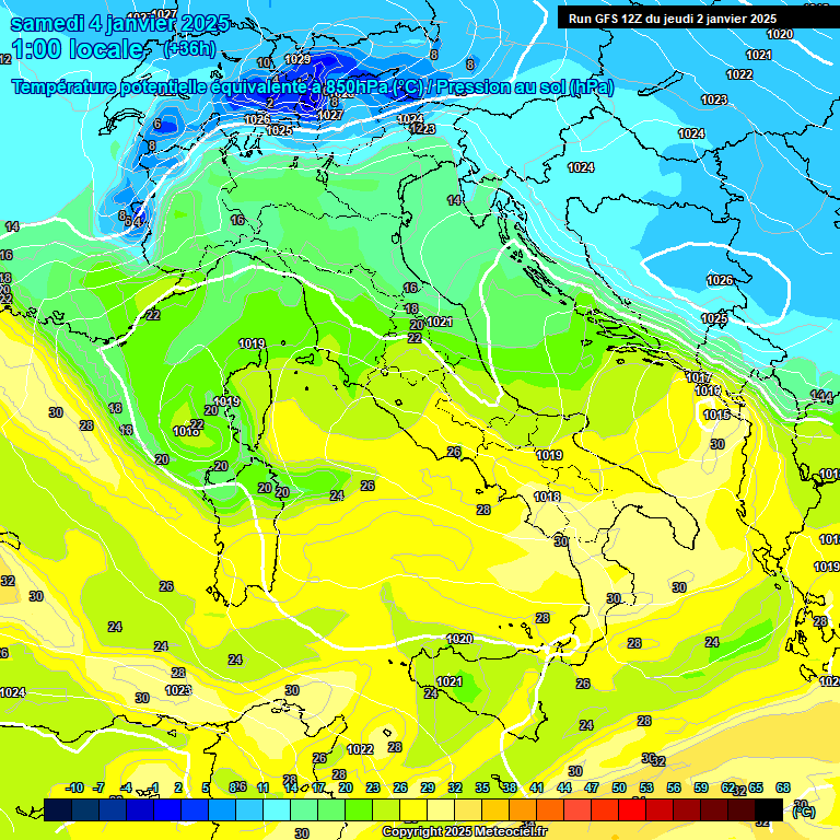 Modele GFS - Carte prvisions 