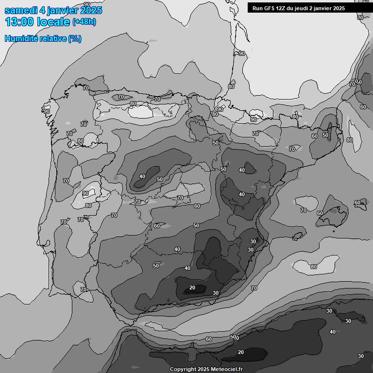 Modele GFS - Carte prvisions 