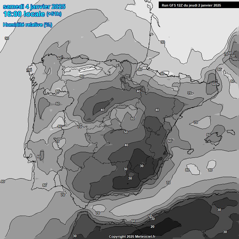 Modele GFS - Carte prvisions 