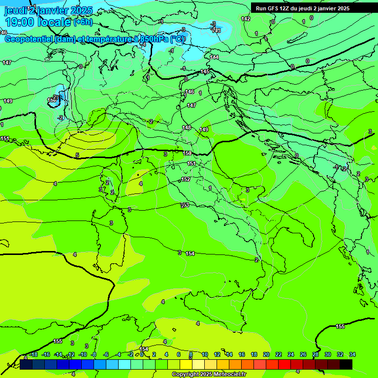 Modele GFS - Carte prvisions 