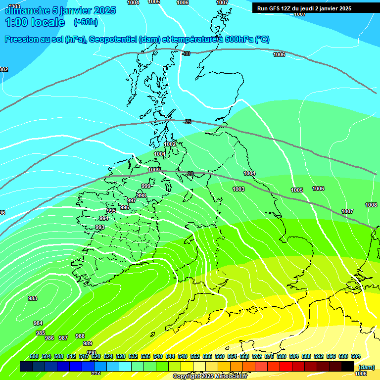 Modele GFS - Carte prvisions 