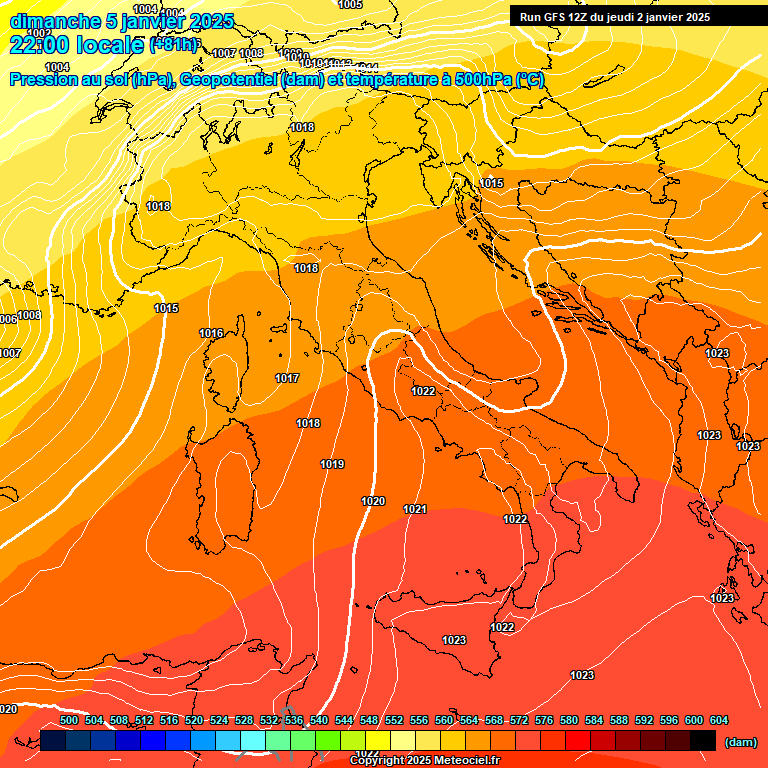 Modele GFS - Carte prvisions 