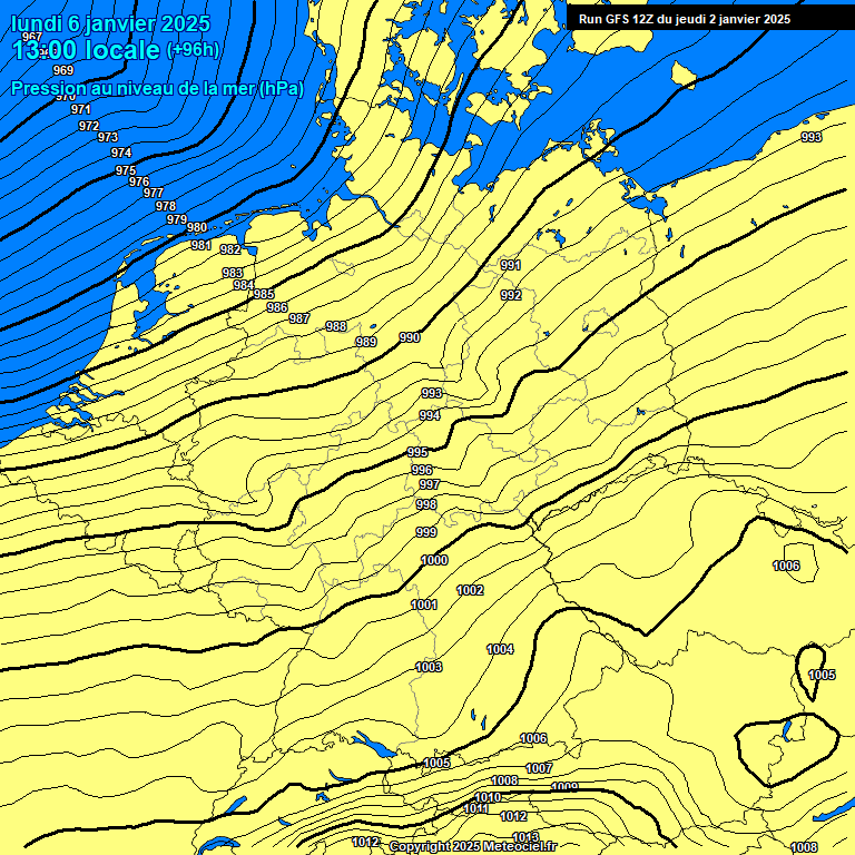 Modele GFS - Carte prvisions 