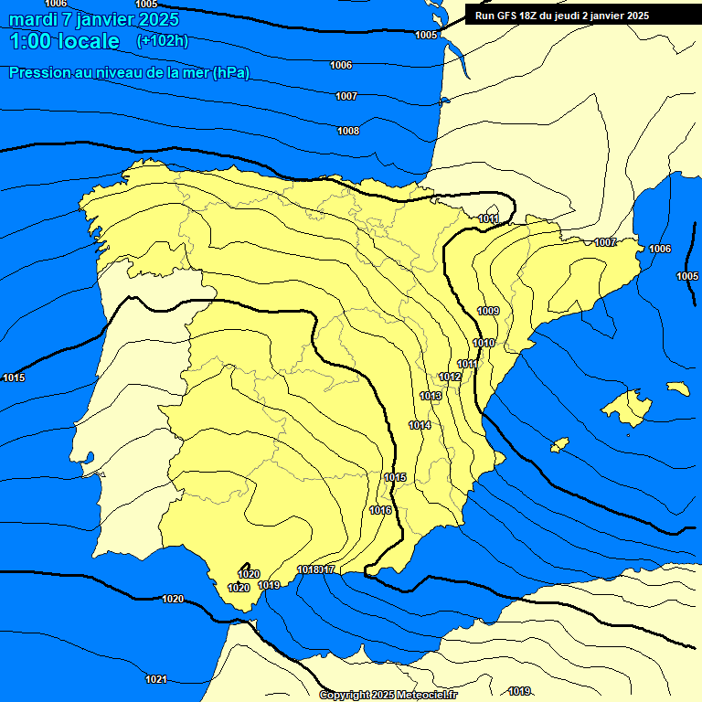 Modele GFS - Carte prvisions 