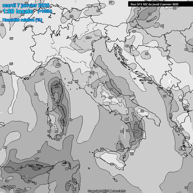 Modele GFS - Carte prvisions 