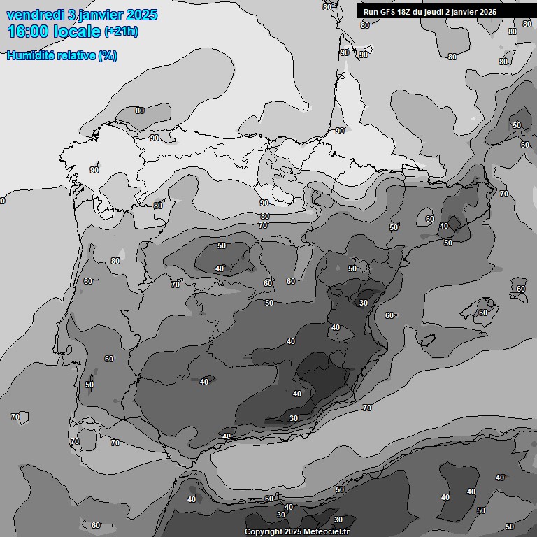 Modele GFS - Carte prvisions 