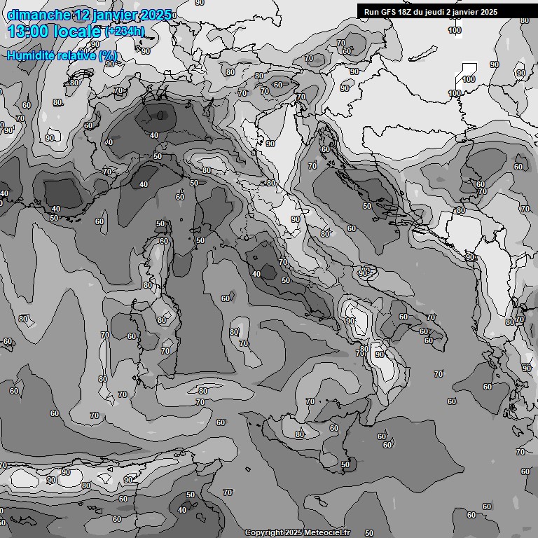 Modele GFS - Carte prvisions 