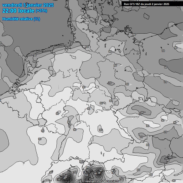 Modele GFS - Carte prvisions 