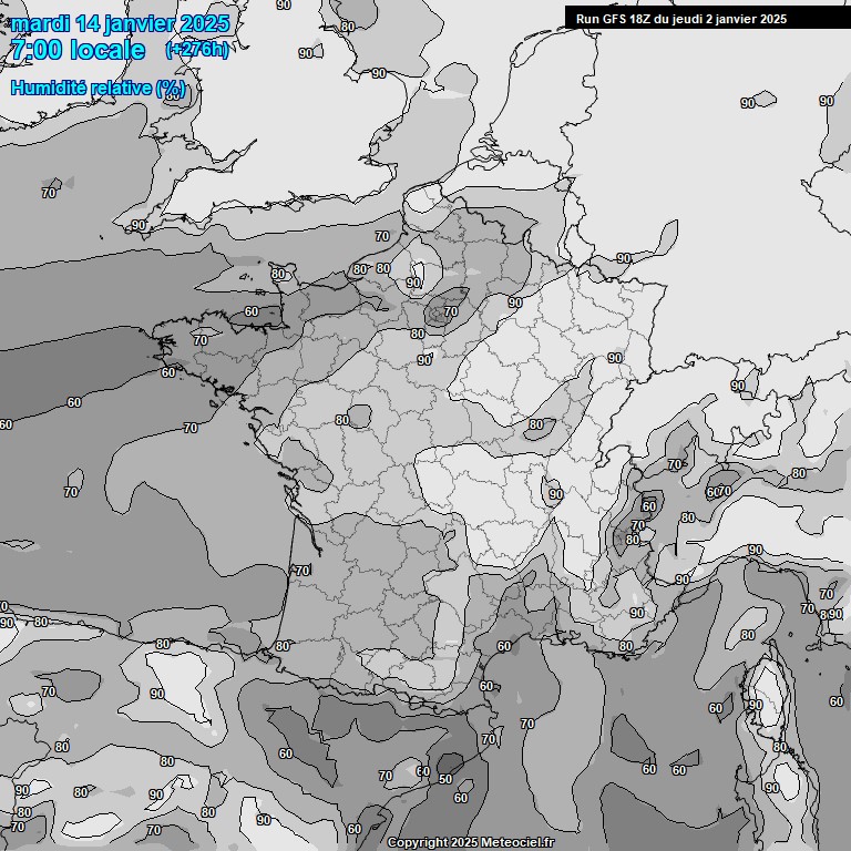 Modele GFS - Carte prvisions 