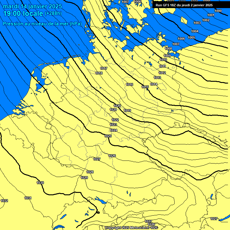 Modele GFS - Carte prvisions 