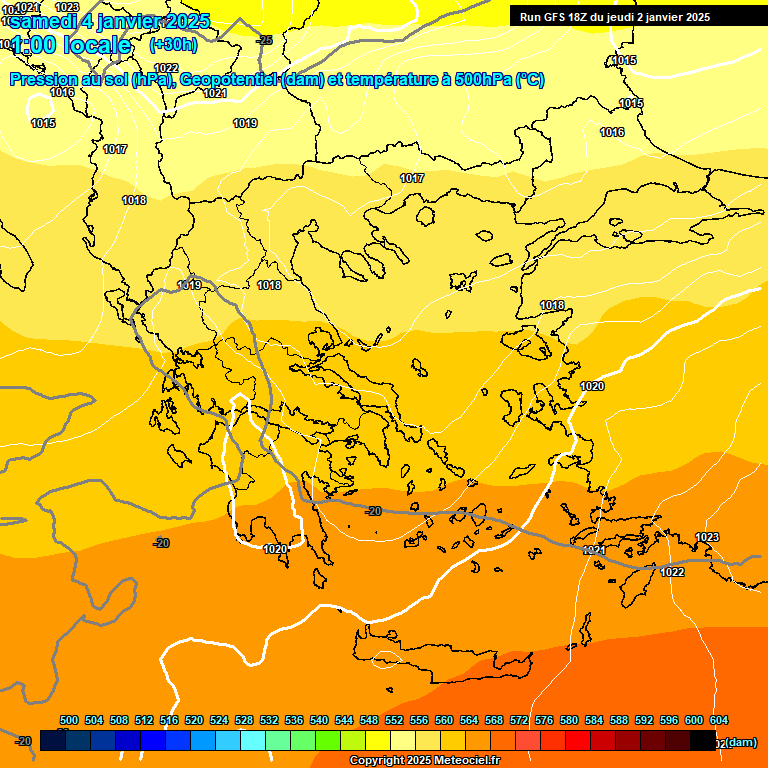 Modele GFS - Carte prvisions 