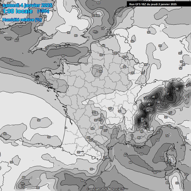 Modele GFS - Carte prvisions 