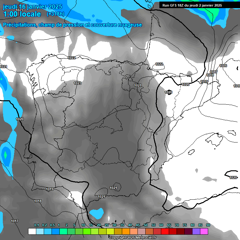 Modele GFS - Carte prvisions 