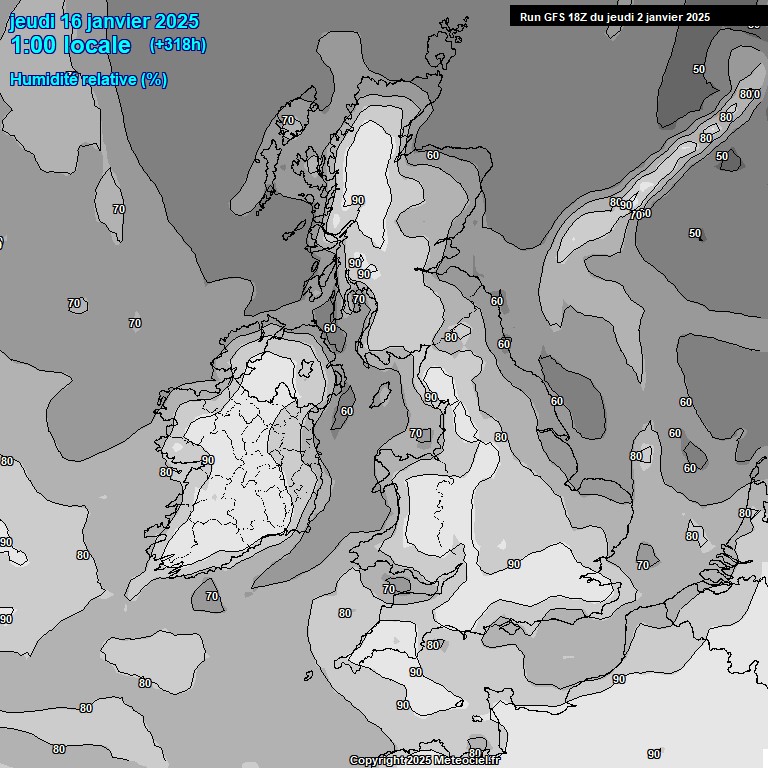 Modele GFS - Carte prvisions 