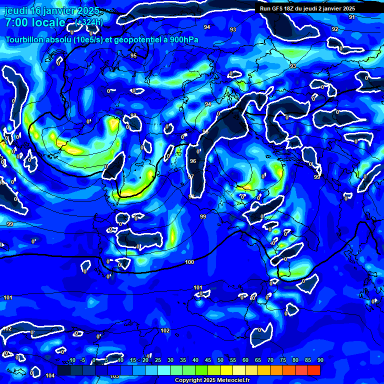 Modele GFS - Carte prvisions 