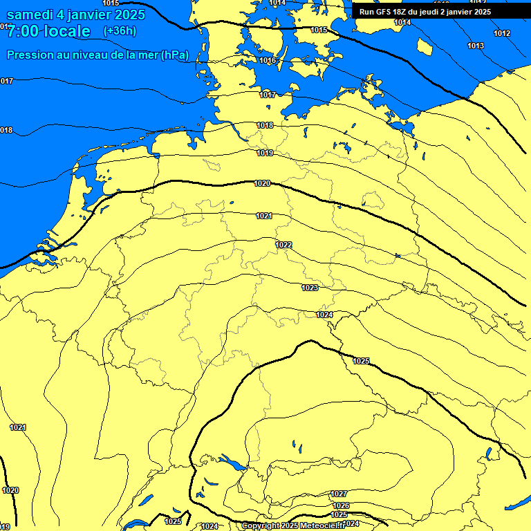 Modele GFS - Carte prvisions 