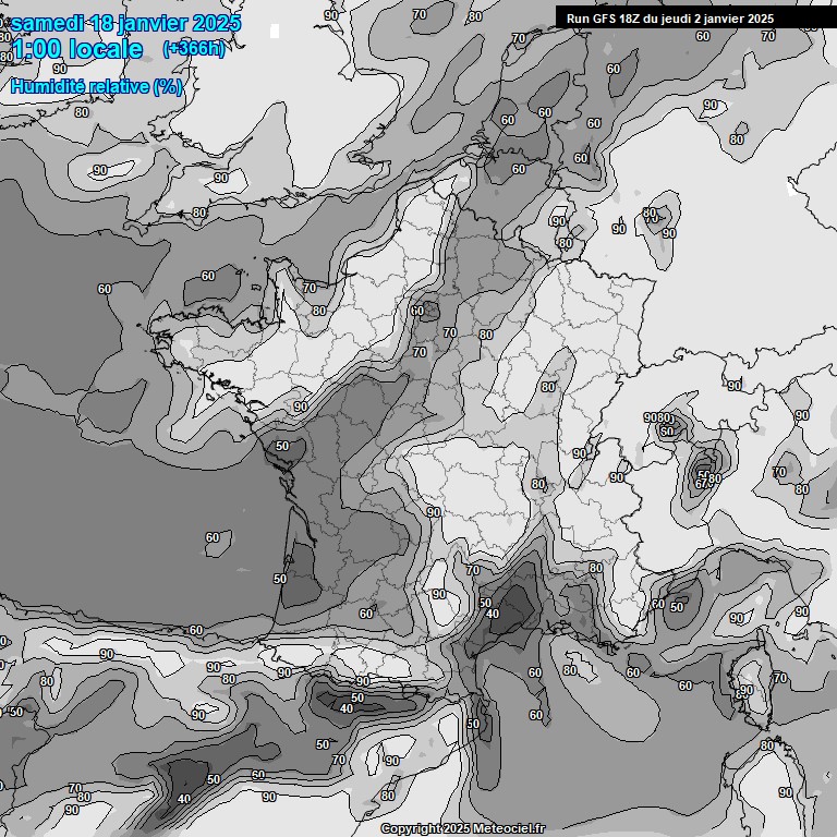 Modele GFS - Carte prvisions 