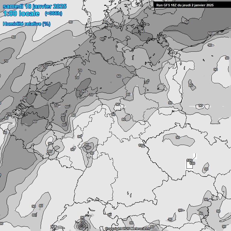 Modele GFS - Carte prvisions 