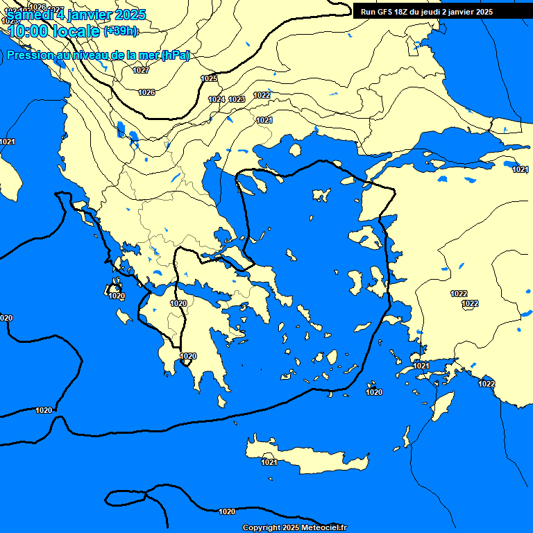 Modele GFS - Carte prvisions 