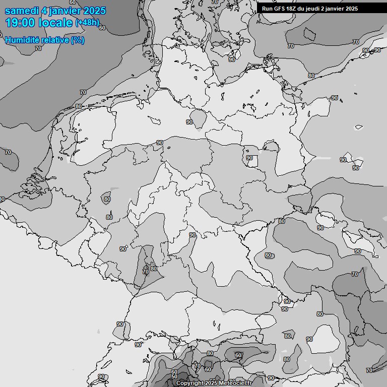 Modele GFS - Carte prvisions 