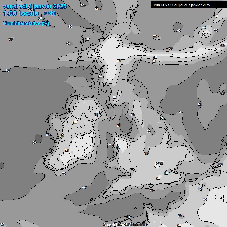 Modele GFS - Carte prvisions 