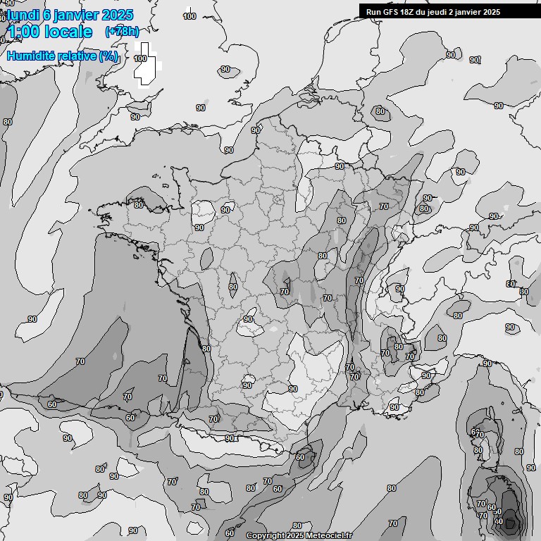 Modele GFS - Carte prvisions 