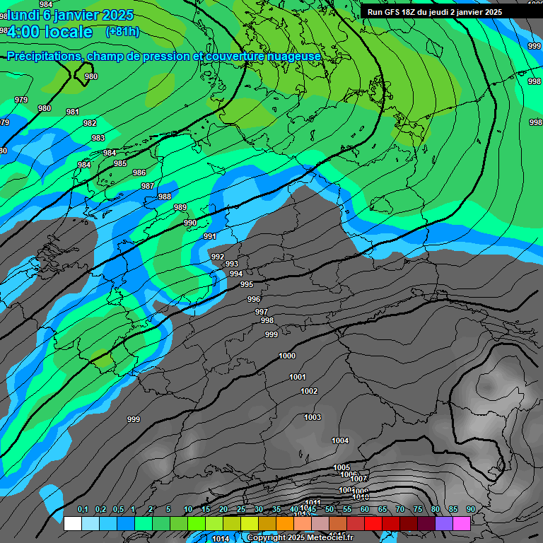 Modele GFS - Carte prvisions 