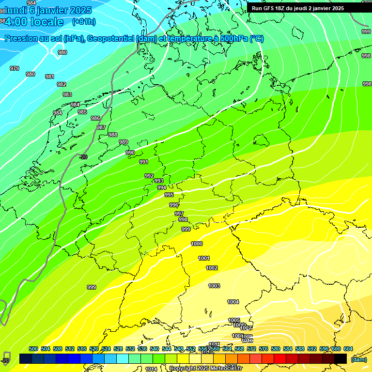 Modele GFS - Carte prvisions 