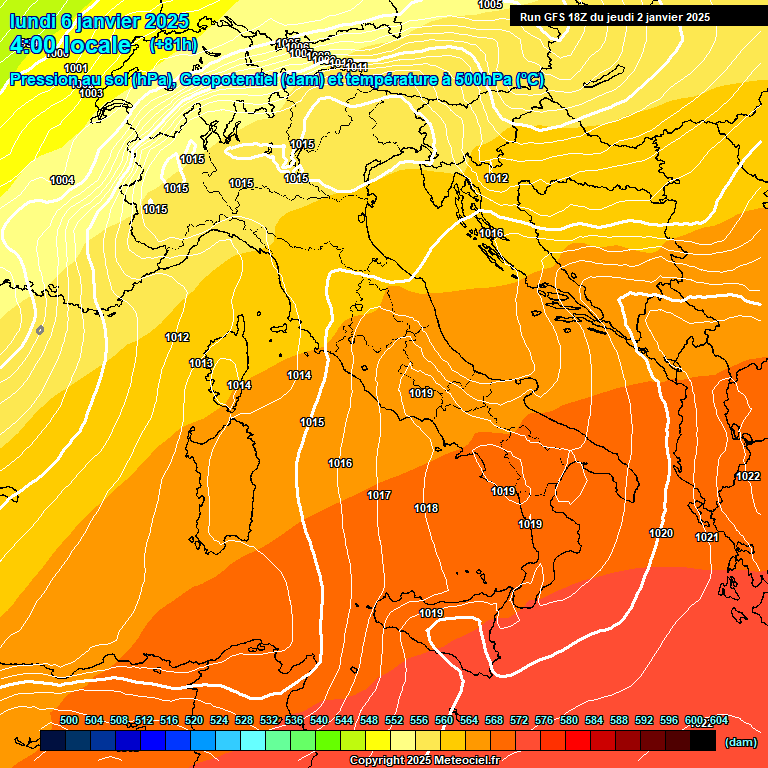 Modele GFS - Carte prvisions 