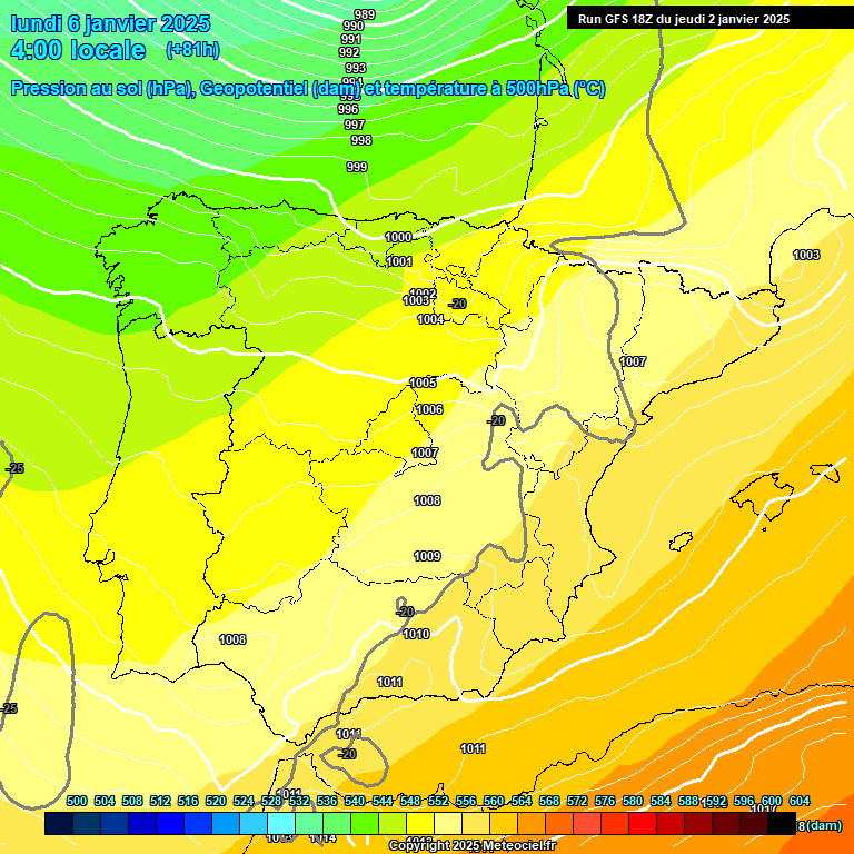 Modele GFS - Carte prvisions 