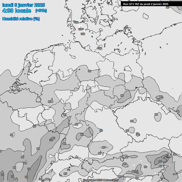 Modele GFS - Carte prvisions 