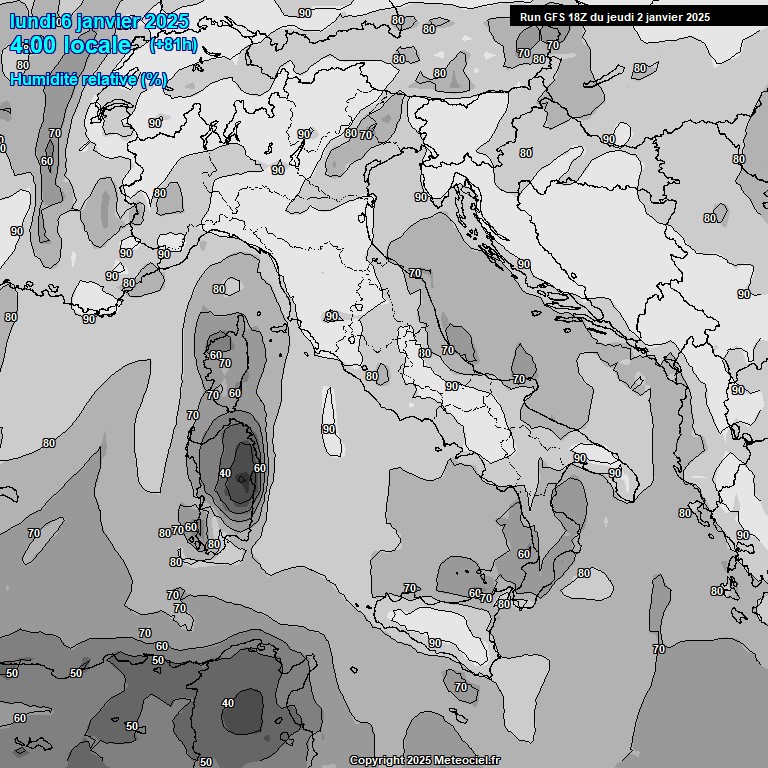 Modele GFS - Carte prvisions 