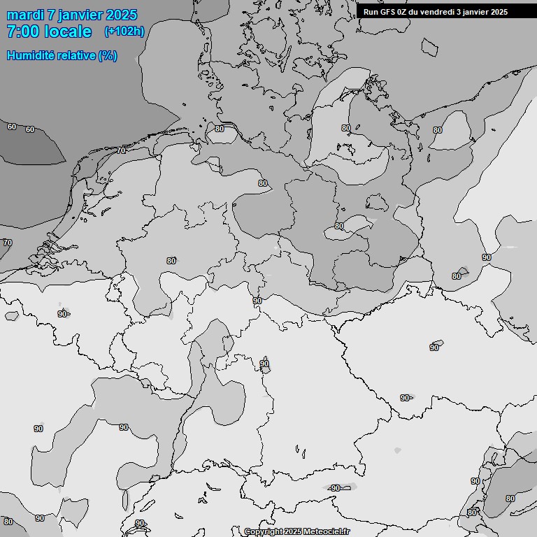 Modele GFS - Carte prvisions 