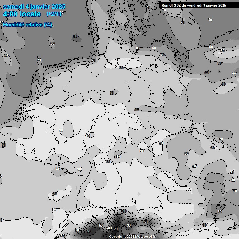 Modele GFS - Carte prvisions 