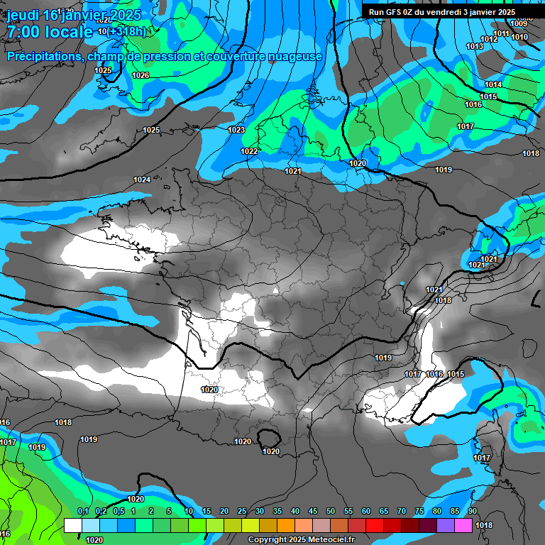 Modele GFS - Carte prvisions 