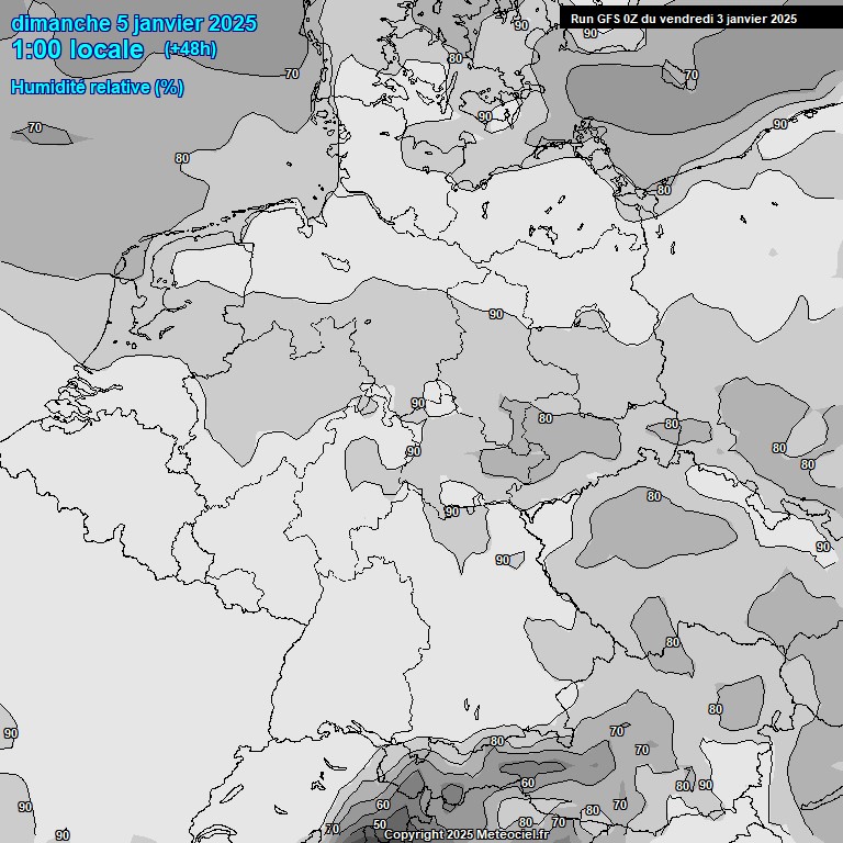 Modele GFS - Carte prvisions 