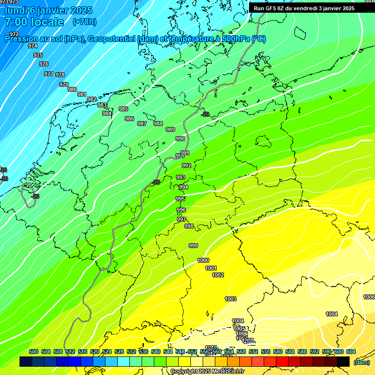 Modele GFS - Carte prvisions 