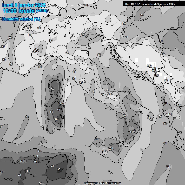 Modele GFS - Carte prvisions 