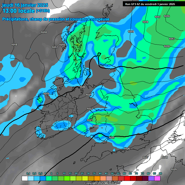 Modele GFS - Carte prvisions 