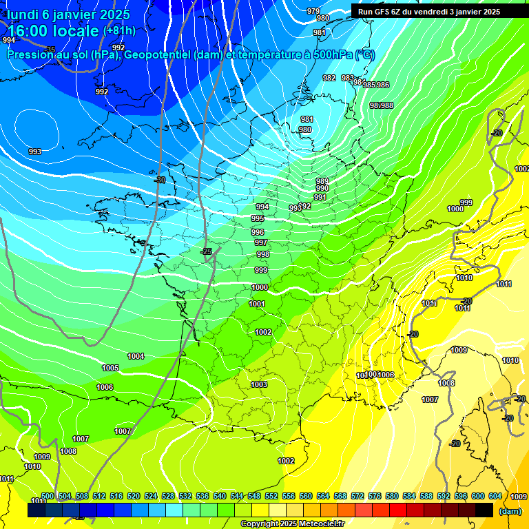 Modele GFS - Carte prvisions 