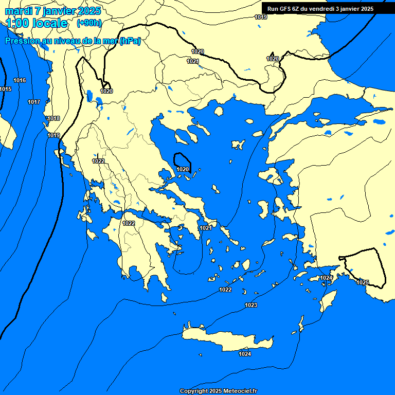 Modele GFS - Carte prvisions 