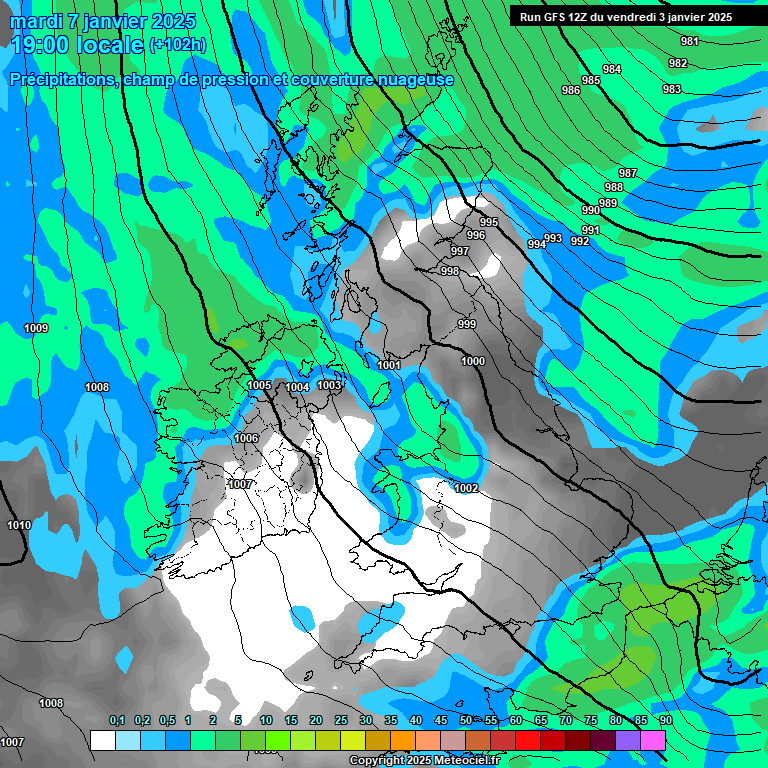 Modele GFS - Carte prvisions 